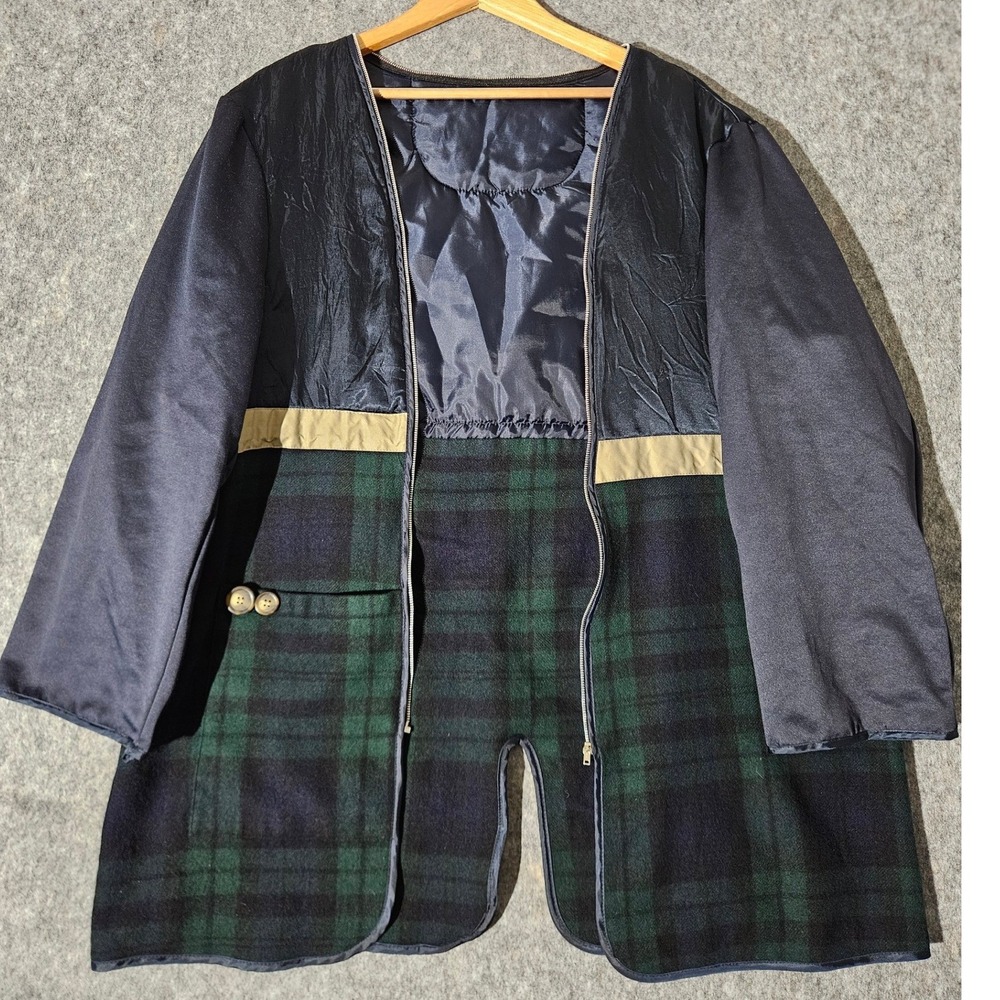 Ralph Lauren Zip-In Coat Liner Mens XL Green Black Watch Plaid Quilted Hybrid